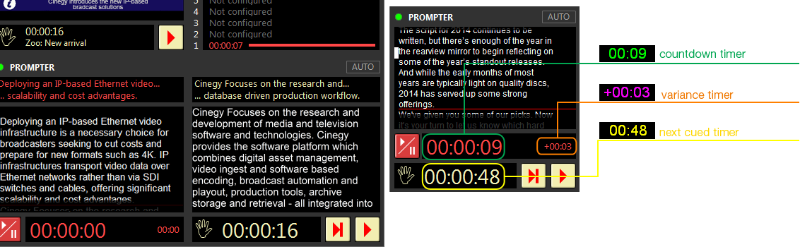 PROMPTER DEVICE MONITOR IN CINEGY STUDIO